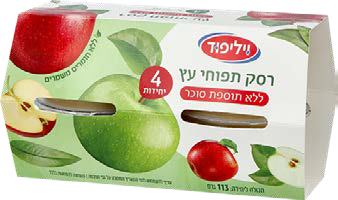 רביעיית רסק תפוחי עץ ללא תוספת סוכר, 113 גרם ליחידה