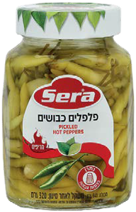 פלפלים חריפים כבושים 640/320 גרם מותג SERA