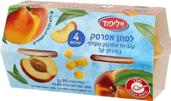 רביעיית לפתן אפרסק בסירופ קל, 113/65 גרם ליחידה