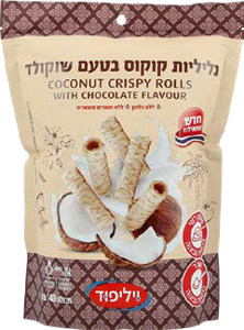 גליליות קוקוס בטעם שוקולד 140 גרם